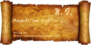 Mayböhm Irén névjegykártya